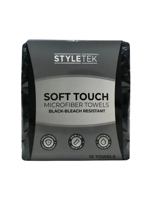 Styletek Soft Touch Microfiber Towels Black 10pk