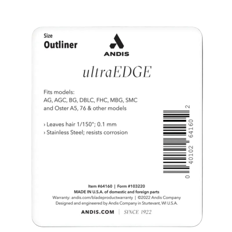 Andis ultraEDGE outliner packaging with branding and product details.