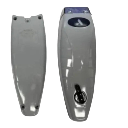 A replacement part kit containing a gray plastic handle, a gray plastic cover, and a silver resealable pouch, displayed against a white background.