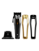 Set of Andis hair clippers and attachments on a white background