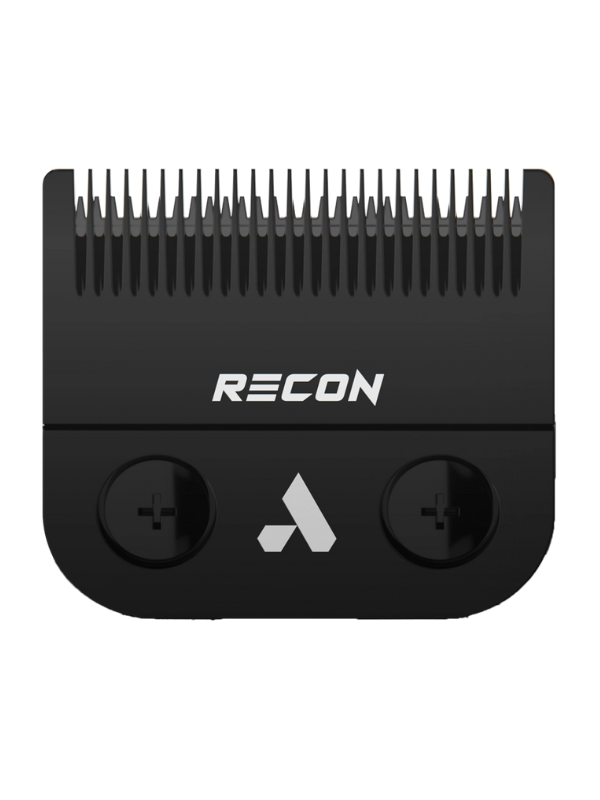 Black hair clipper comb with 'RECON' branding on a white background