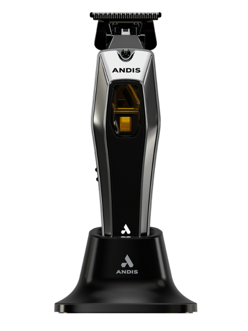 Andis hair trimmer on a base on a white background