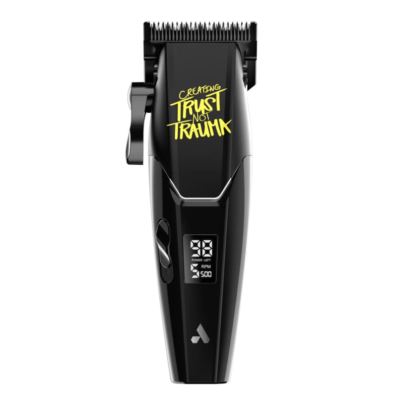 Zephyr black hair clipper with digital display on a white background
