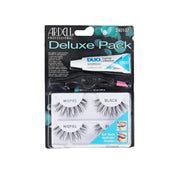 Ardell Deluxe Pack of false eyelashes with adhesive and applicator on a white background