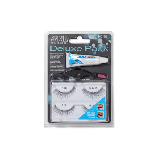 Ardell Deluxe Pack of false eyelashes with adhesive in packaging