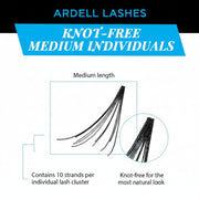 Ardell Lashes Knot-Free Medium Individuals packaging with text and lash illustration.