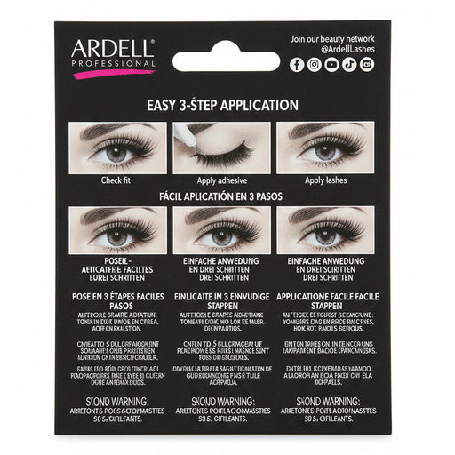 Ardell eyelash packaging with application instructions on a white background