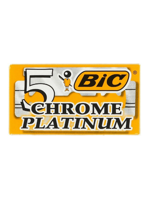 BIC 5 Chrome Platinum razor blade packaging on a white background
