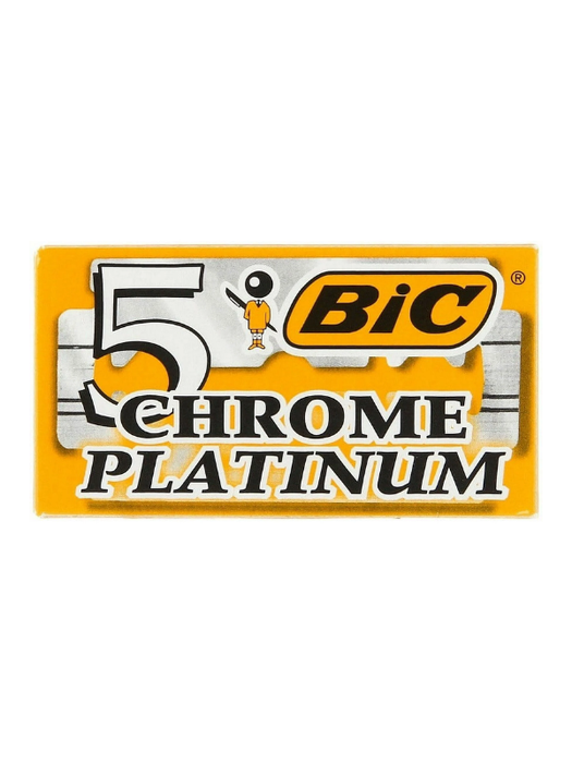 BIC 5 Chrome Platinum razor blade packaging on a white background