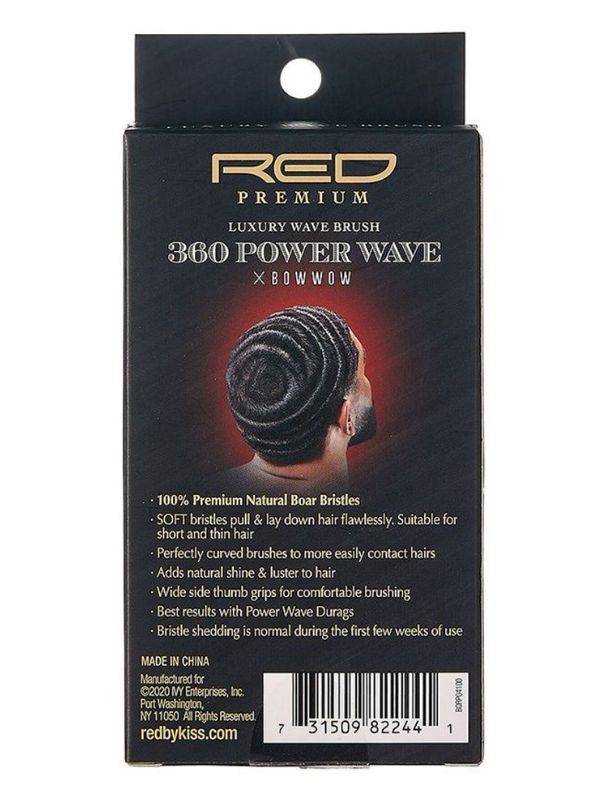 RED by KISS 360 Power Wave Palm Cepillo de cerdas suaves de jabalí #BR17