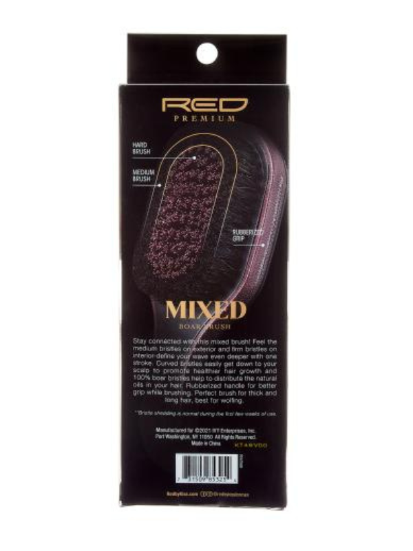 Red Premium Club Brush Curve Mixed 2 in 1 Medium & Hard "Burgundy" #BR02