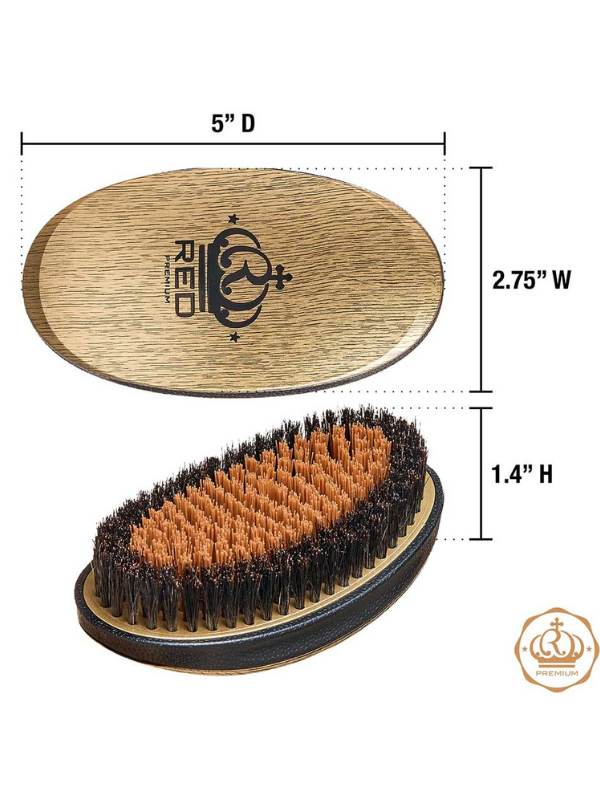 Red Premium Palm Brush Mixed 2 in 1 Medium & Hard "Gold Metallic" #BR08