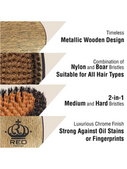 Red Premium Palm Brush Mixed 2 in 1 Medium & Hard "Gold Metallic" #BR08