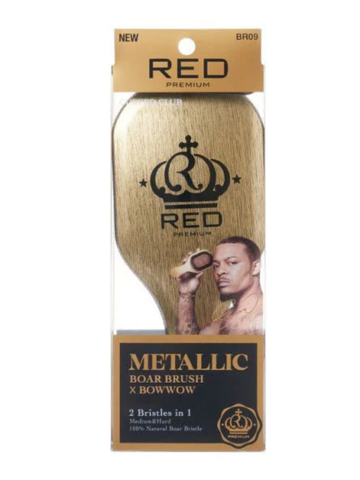 Red Premium Club Brush Curve Mixed 2 in 1 Medium & Hard "Gold Metallic" #BR09