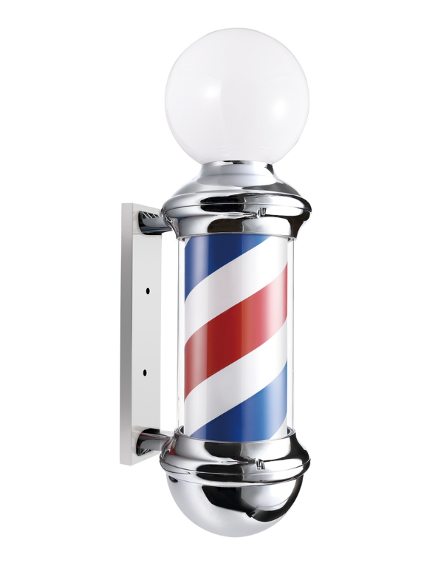 Barber Signature Barber Pole with Top Lightbulb