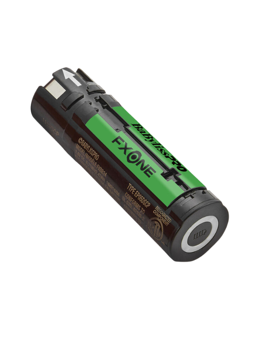 Green and black battery with FXONE branding on a white background