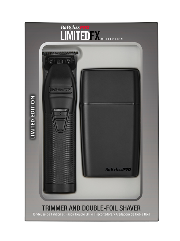 BaBylissPRO LimitedFX Matte Black Trimmer and Double-Foil Shaver Combo Packaging