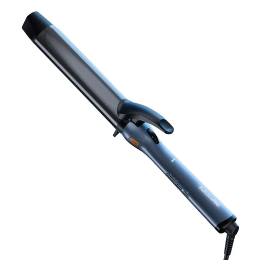 Blue hair straightener on a white background