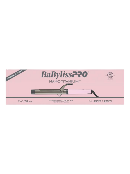 BaBylissPRO Nanotitanium curling iron packaging on a white background