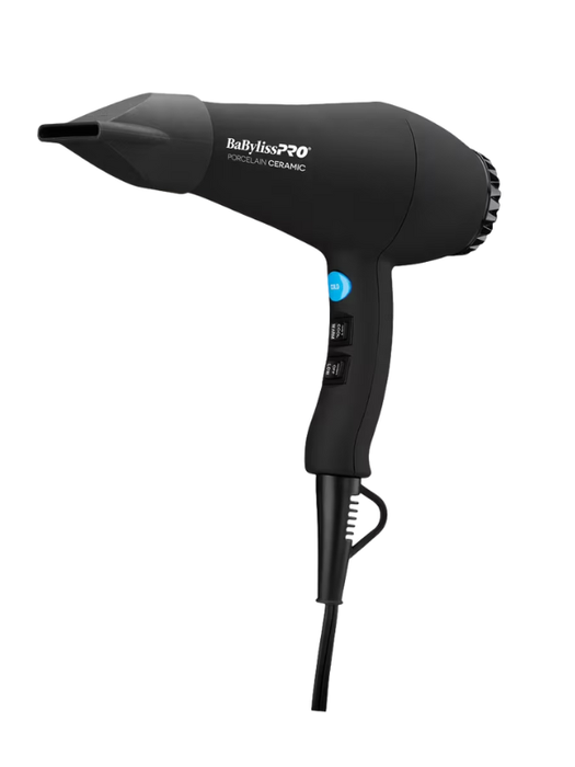 Black hair dryer with 'BabylissPRO' branding on a white background