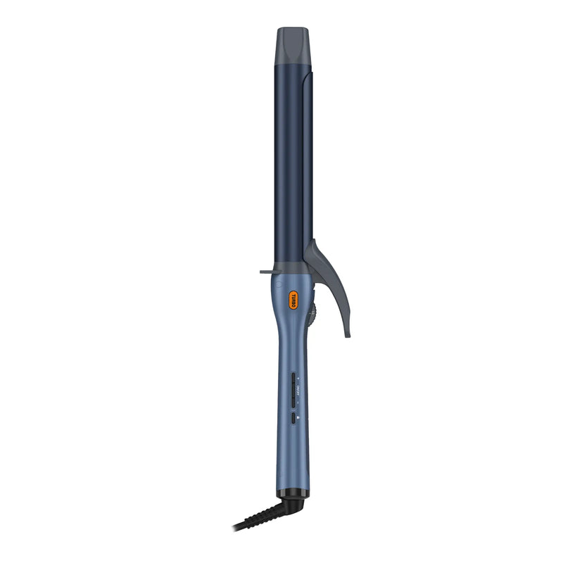 Blue hair straightener on a white background