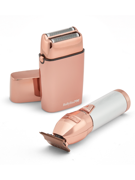 BabylissPRO LimitedFX Rose Gold Trimmer & Double Foil Shaver Set
