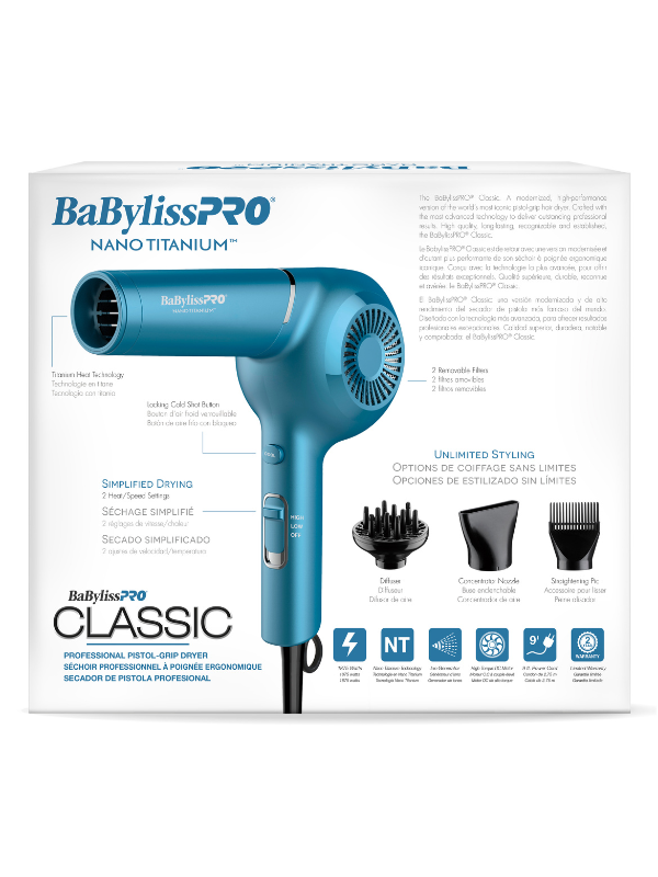 babylisspro nano titanium classic pistol hair dryer