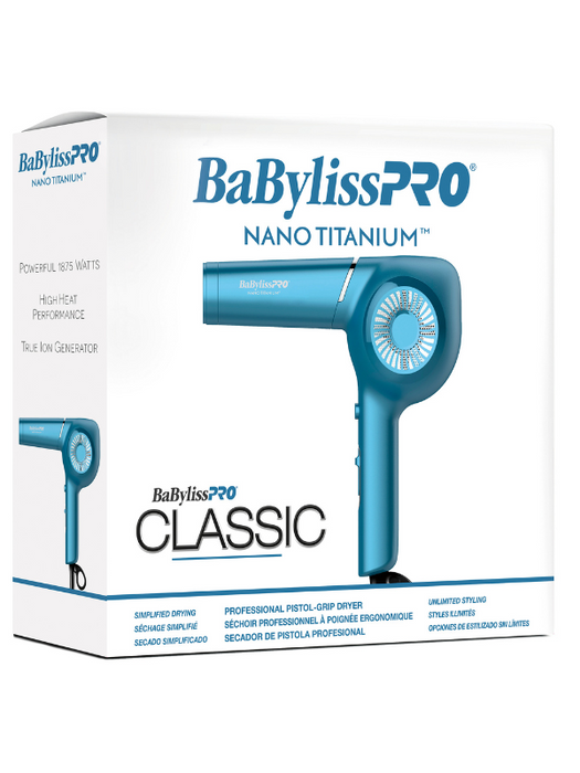 BaBylissPRO Nano Titanium Classic Pistol Hair Dryer (Blue)