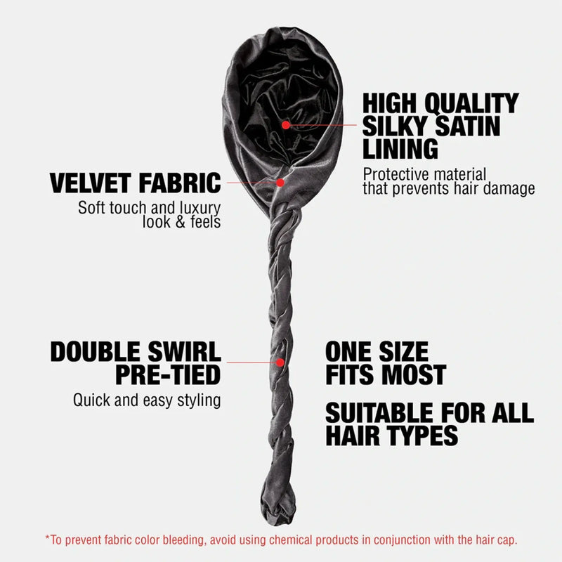 Hair turban with features highlighted on a white background