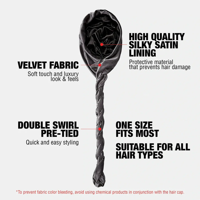 Hair turban with features highlighted on a white background