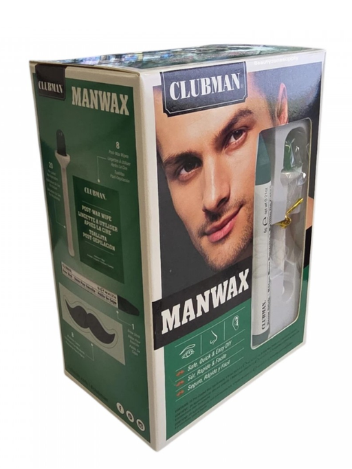 Box of Clubman Manwax grooming products with a man's face on the packaging.