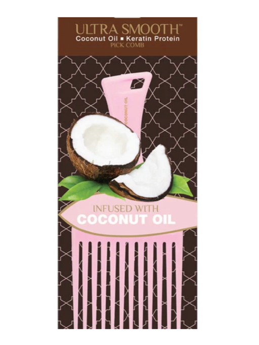 Pink hair comb in packaging on a white background