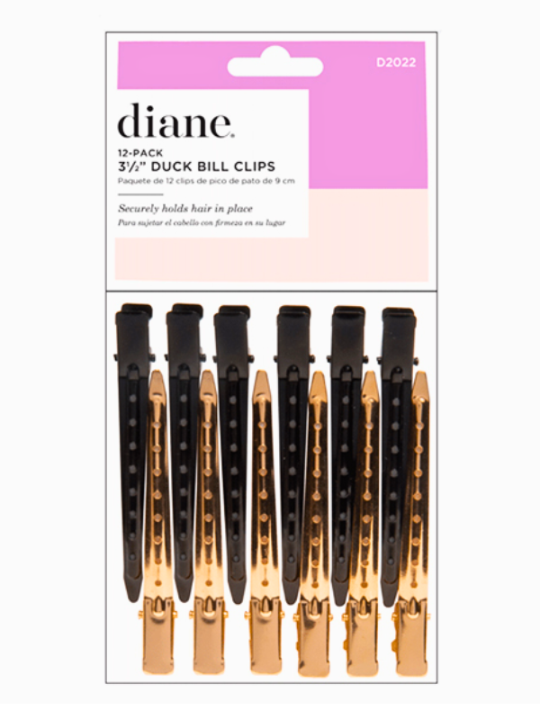 Diane 12 Pack 3 1/2" Black & Gold Duck Bill Clips