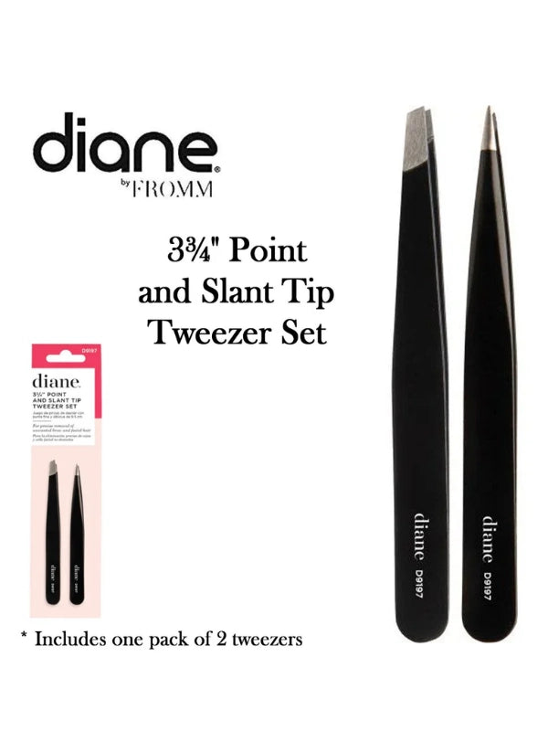 Diane by Fromm 3.75" Point and Slant Tip Tweezer Set