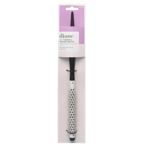 Black and white diane thermal round brush  in packaging on white background