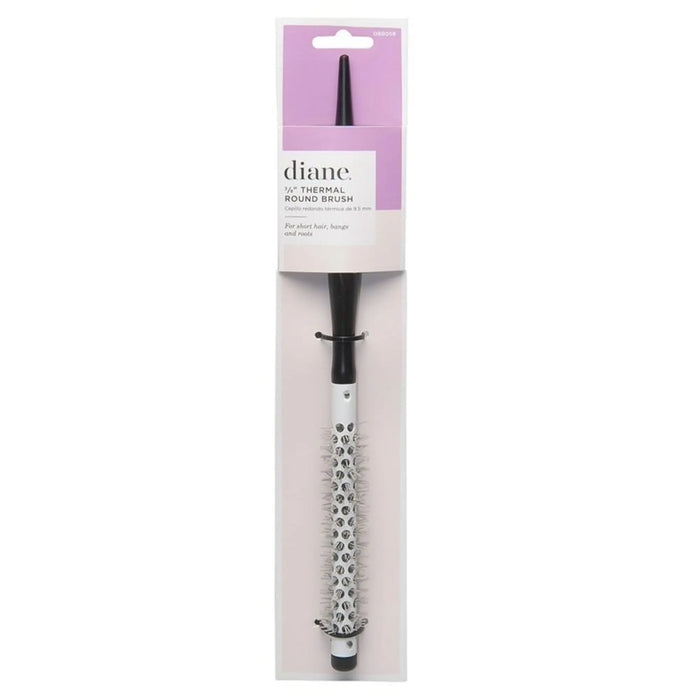 Black and white diane thermal round brush  in packaging on white background