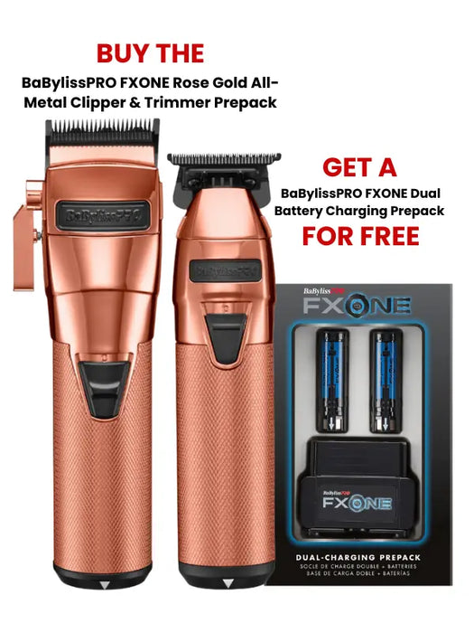BaBylissPRO FXONE Rose Gold All-Metal Clipper & Trimmer Prepack - Tools Only #FX1CTRGTO