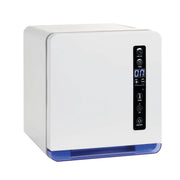 FantaSea white towel warmer with a digital display on a white background