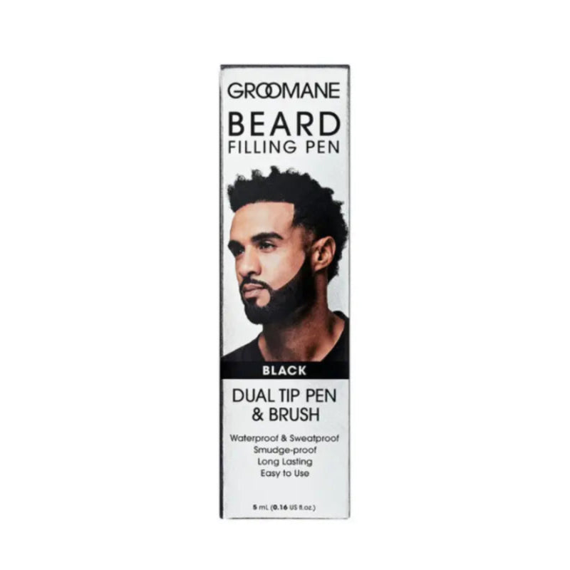 Groomane Beard Filling Pen packaging with a man with a beard on a white background