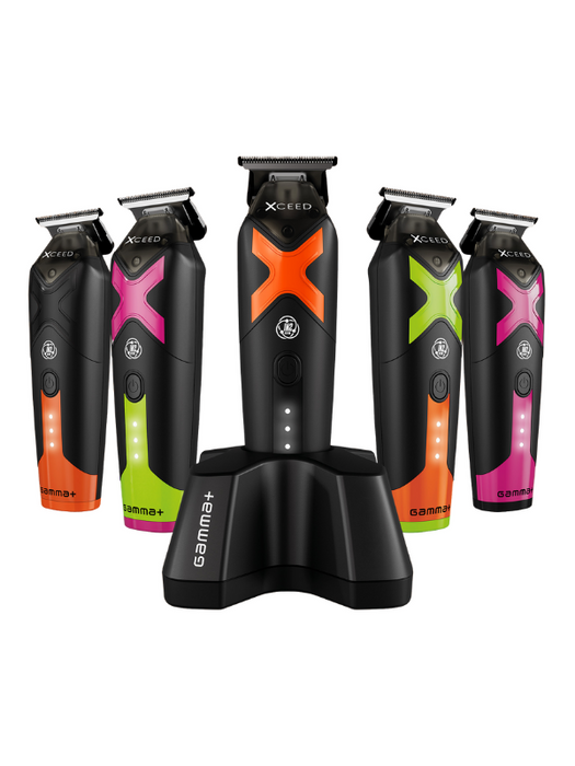 Set of grooming tools with colorful design on a white background