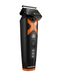 Black and orange grooming tool with brand logo on a white background