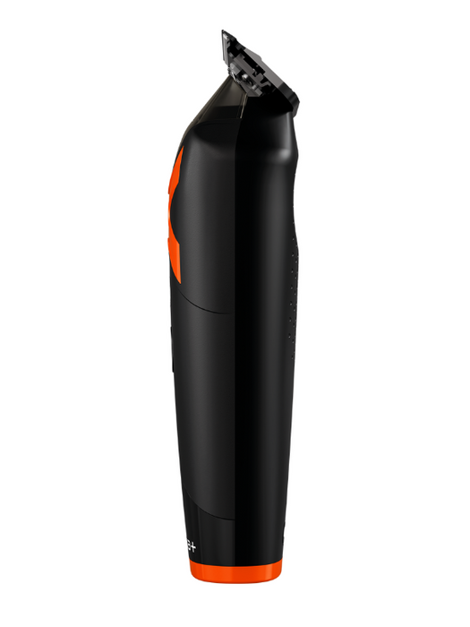 Black and orange hair trimmer on a white background