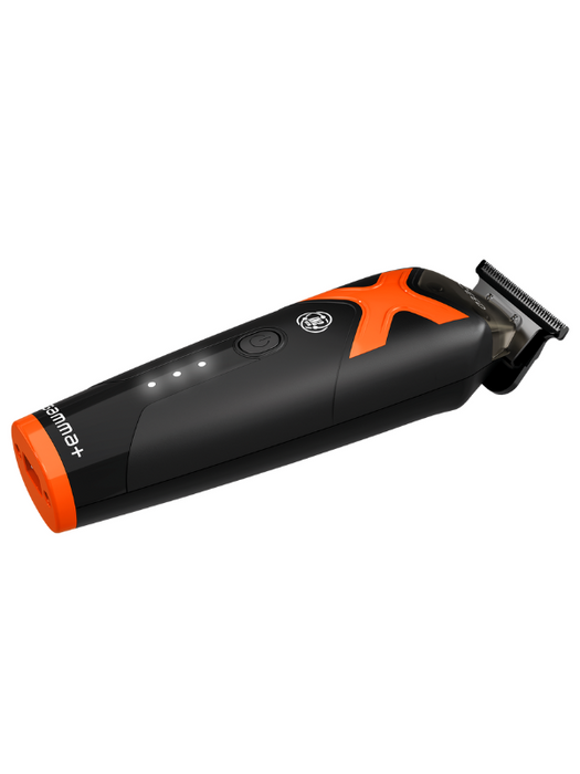 Black and orange hair trimmer on a white background