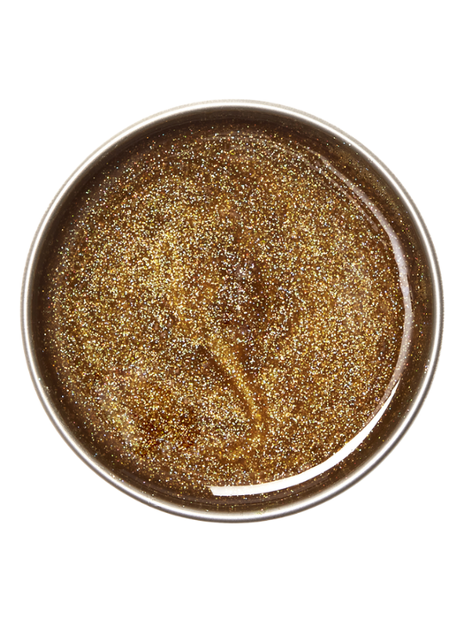 Round metallic object with a textured surface on a white background