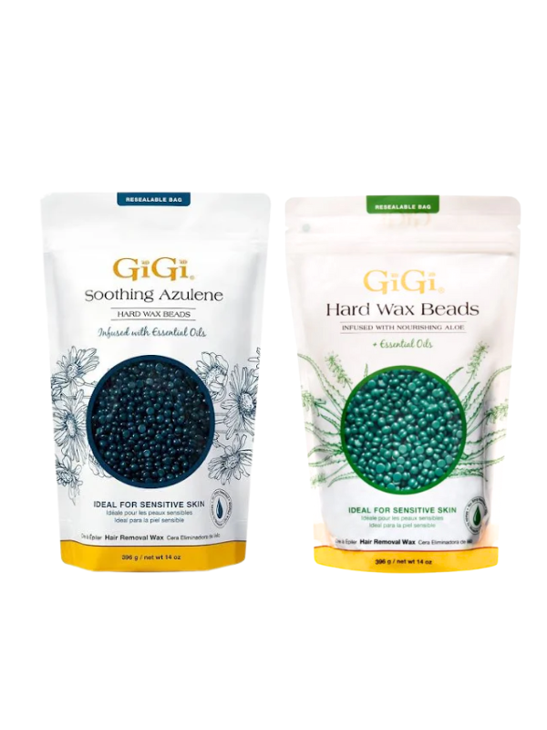 Gigi Hard wax beads azulene and aloe on a white background 