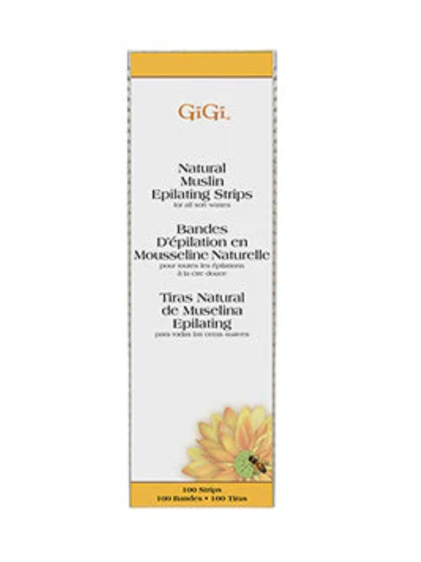 GiGi Natural Muslin Strips 100ct Assorted Sizes