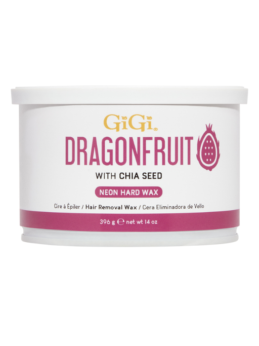 GIGI Dragonfruit hair removal wax with chia seed on a white background