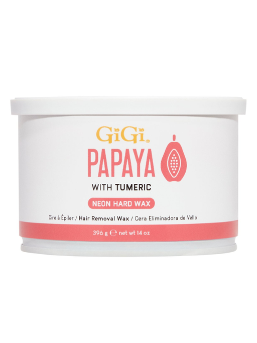 GIGI Papaya with Turmeric Neon Hard Wax container on a white background