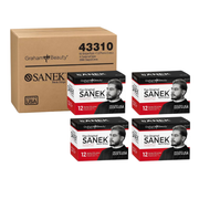 Multiple boxes of Sanek neck strips with a cardboard box labeled 'Graham Beauty' on a white background.