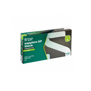 Semper & Fuku sapphire XP black athletic tape roll, size L, containing 100 pieces, shown in its green and black packaging on a white background.